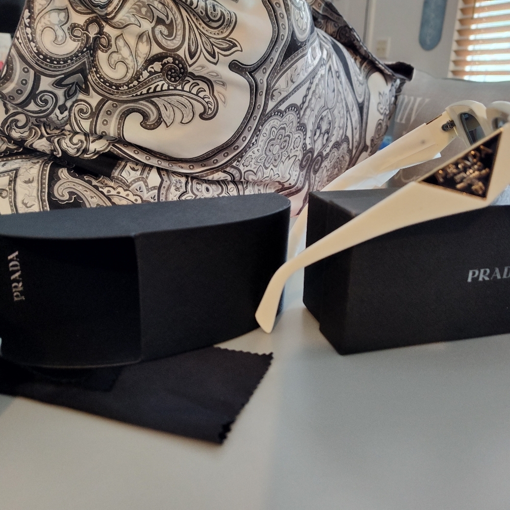 Prada Cream Sunglasses with Black Accents - Picture 5 of 5